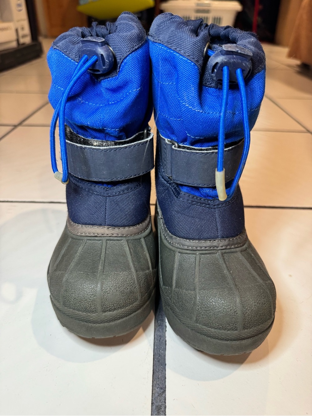 Columbia Kids powderbug Blue and Gray Waterproof Winter Boots